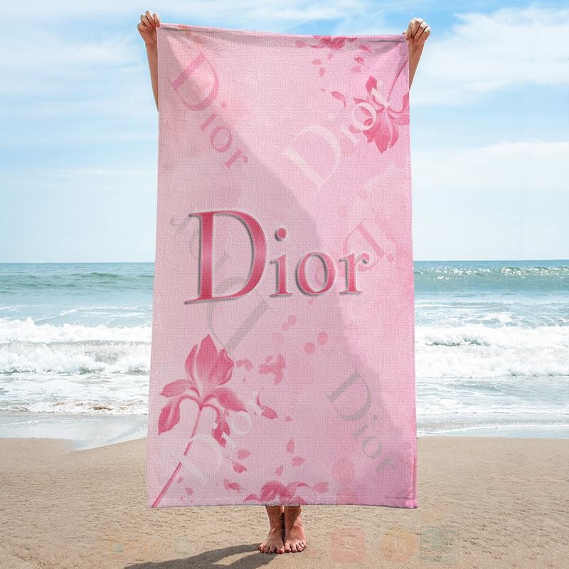 Dior Pink Flower Microfiber Beach Towel 1