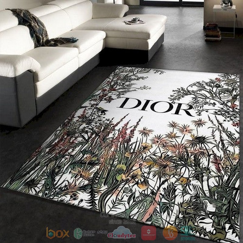 Dior brand flowers white Rug