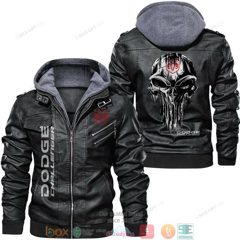 Dodge Challenger Punisher Skull Leather Jacket 1 Dodge Challenger Punisher Skull Leather Jacket