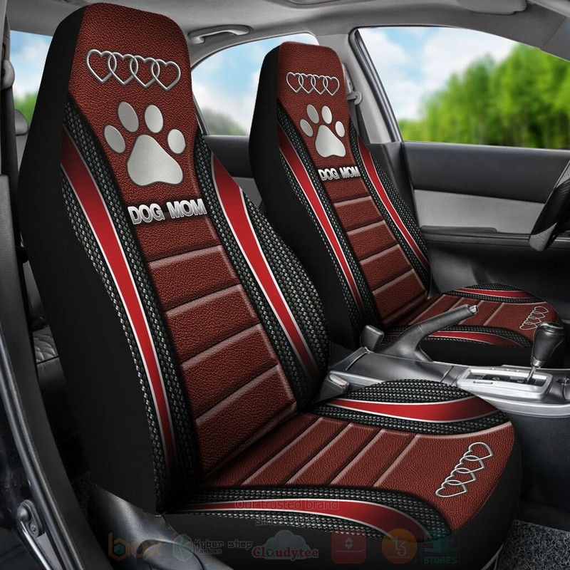 Dog Mon and Heart Red Car Seat Covers 1