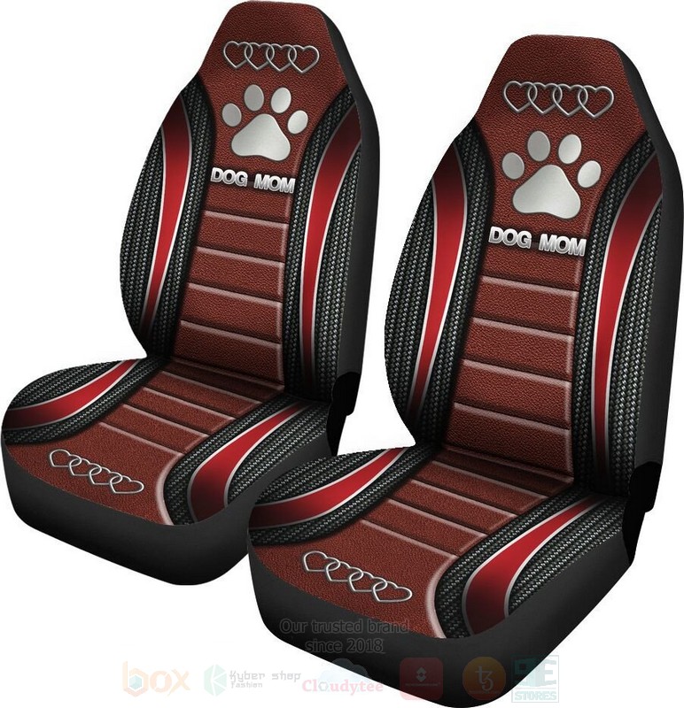 BEST Dog Mon and Heart Red 3D Car Seat Covers 3 Dog Mon and Heart Red Car Seat Covers 1 2