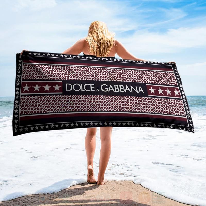 Dolce and Gabbana Star Red Black Microfiber Beach Towel 1