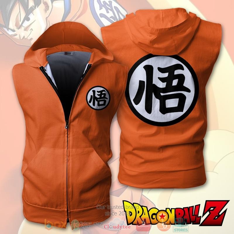 Dragon Ball Z Son Goku sign Sleeveless zip vest leather jacket