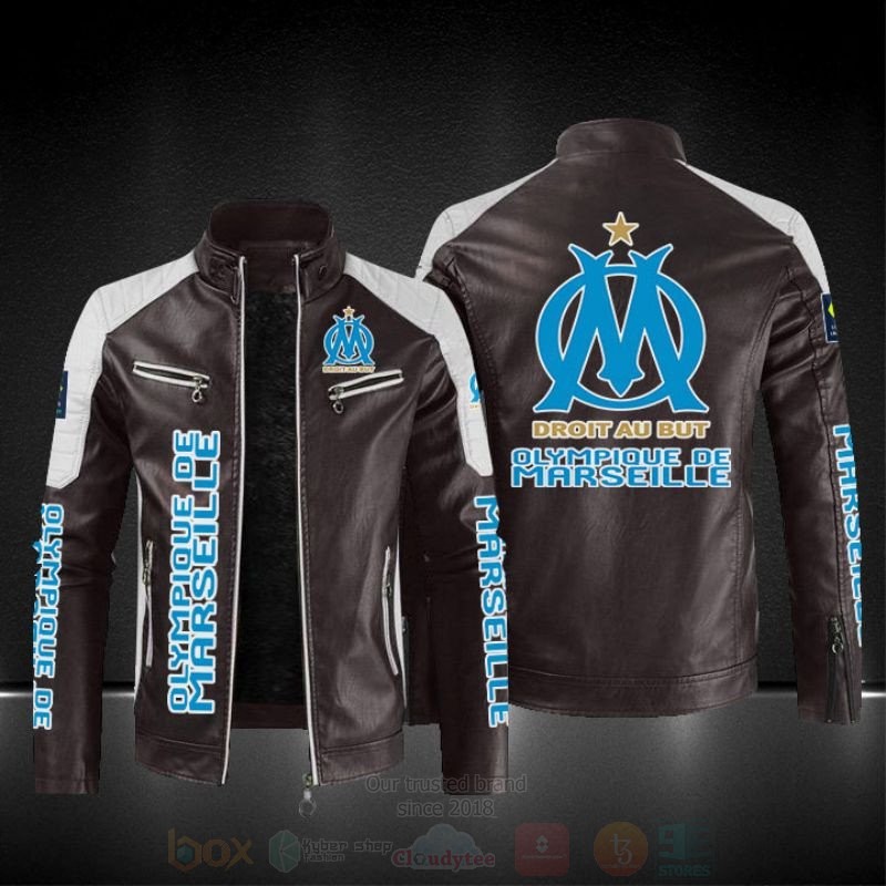 BEST Droit Au But Olympique de Marseille PU Leather Jacket 4 Droit Au But Olympique de Marseille Leather Jacket 1 2 3