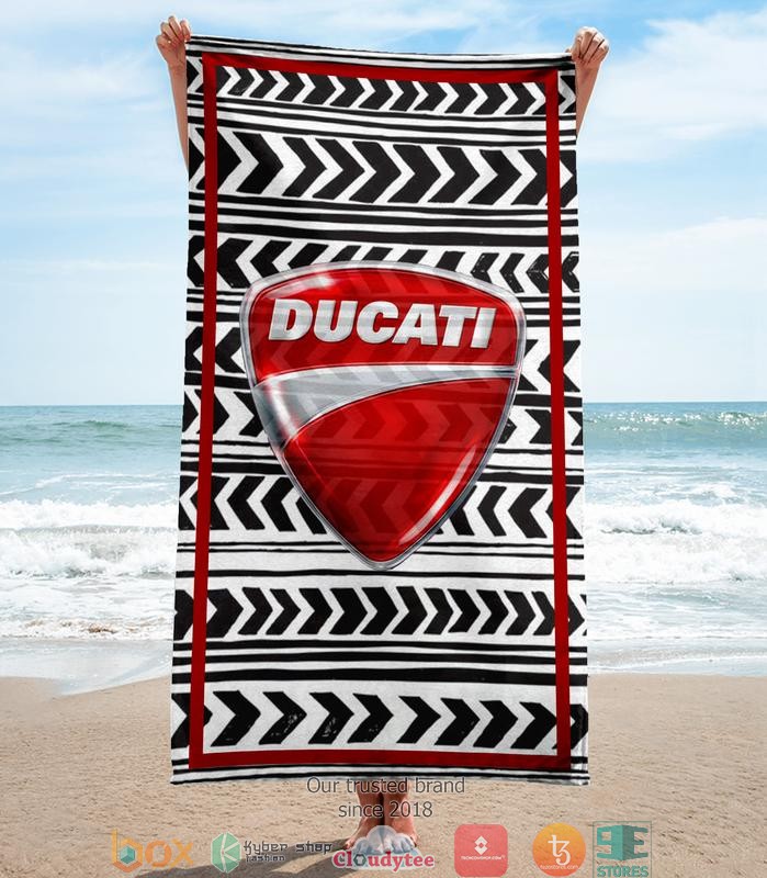 Ducati Black White pattern Beach Towel