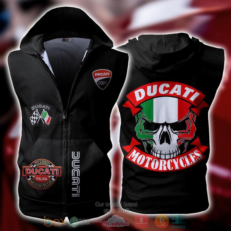 Ducati Sleeveless zip vest leather jacket