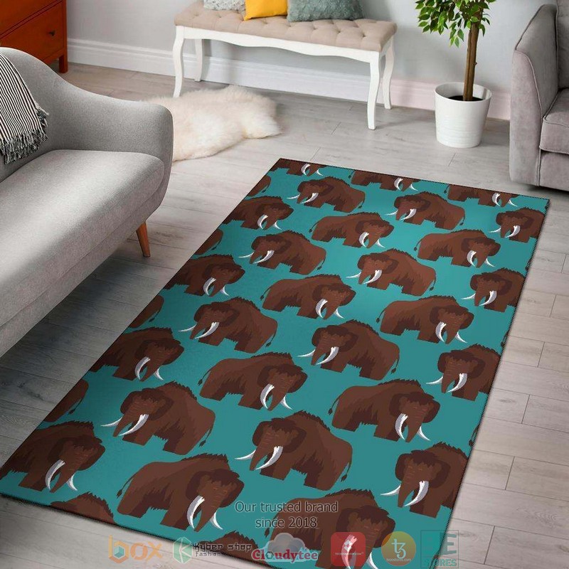 Elephants Pattern Cyan Rug Carpet 1 Elephants Pattern Cyan Rug Carpet