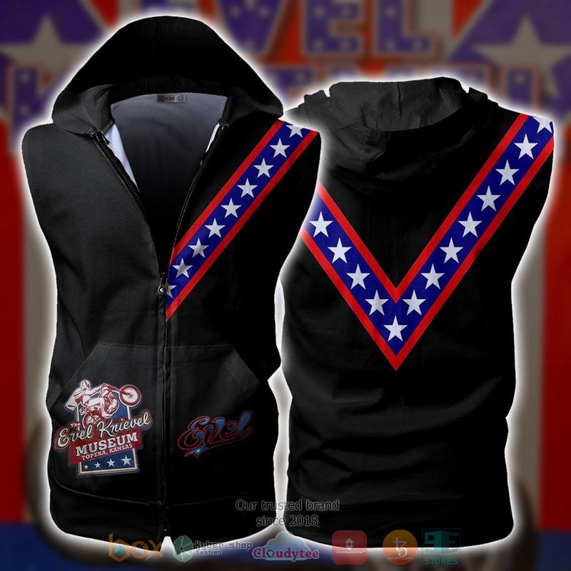 Evel Knievel Rock Band Sleeveless zip vest leather jacket
