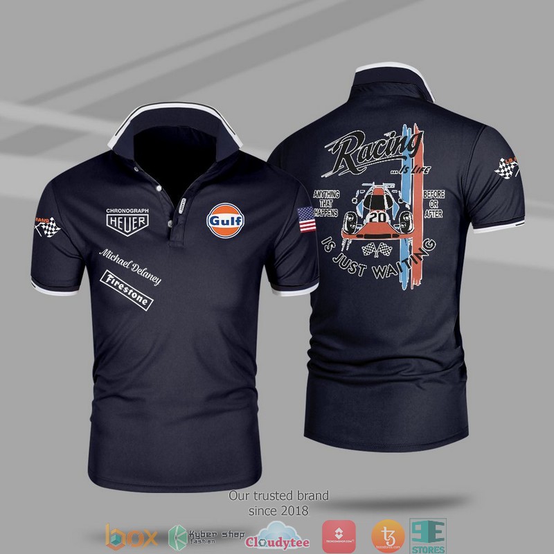 F1 Team Gulf Racing Polo Shirt 5 F1 Team Gulf Racing Polo Shirt 1 2 3 4