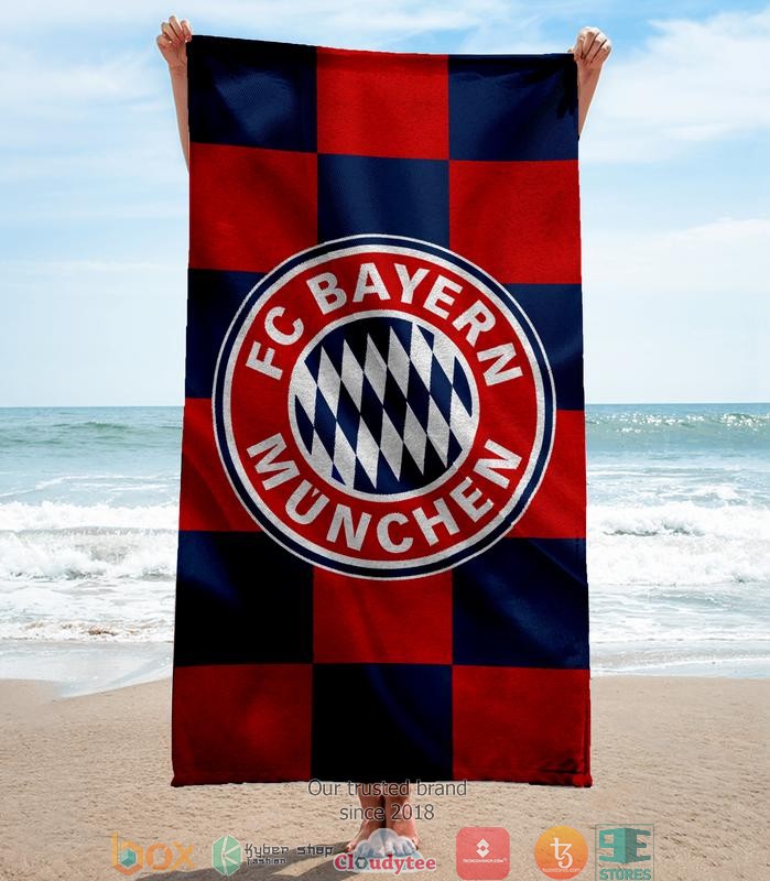 FC Bayern Munchen Red Navy Beach Towel 3 FC Bayern Munchen Red Navy Beach Towel