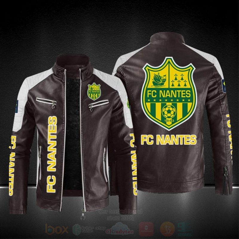 BEST FC Nantes PU Leather Jacket 4 FC Nantes Leather Jacket 1 2 3