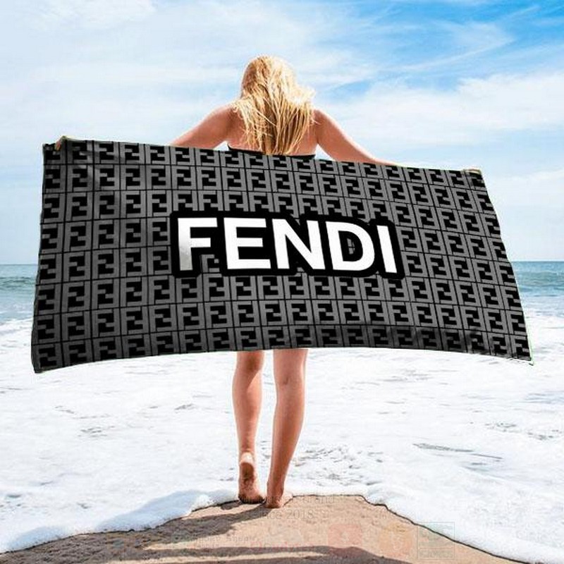 Fendi Black Microfiber Beach Towel