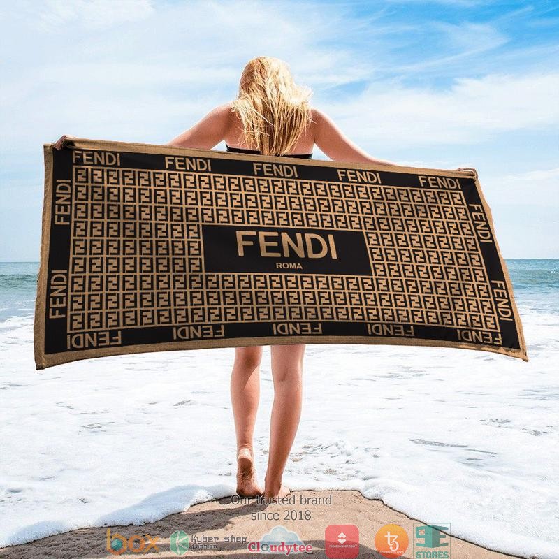 Fendi Roma Square Pattern Beach Towel