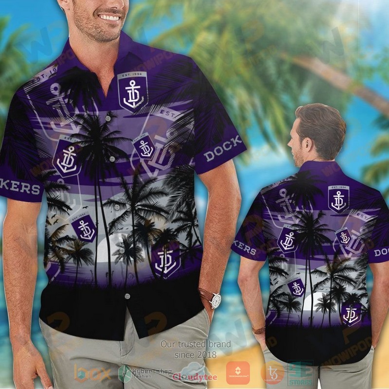 HOT Fremantle Dockers Hawaiian Shirt and shorts 2 Fremantle Dockers Hawaiian Shirt and shorts 1