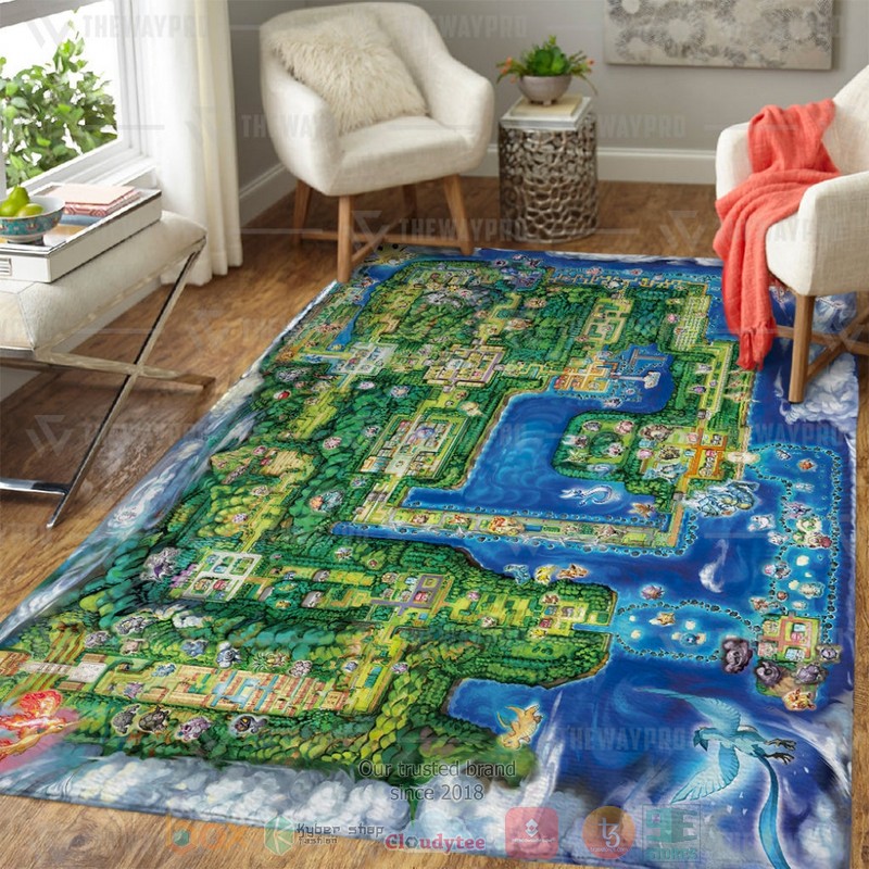 NEW Game Pokemon Kanto Region Rectangle Rug Carpet 4 Game Pokemon Kanto Region Rug 1 2 3