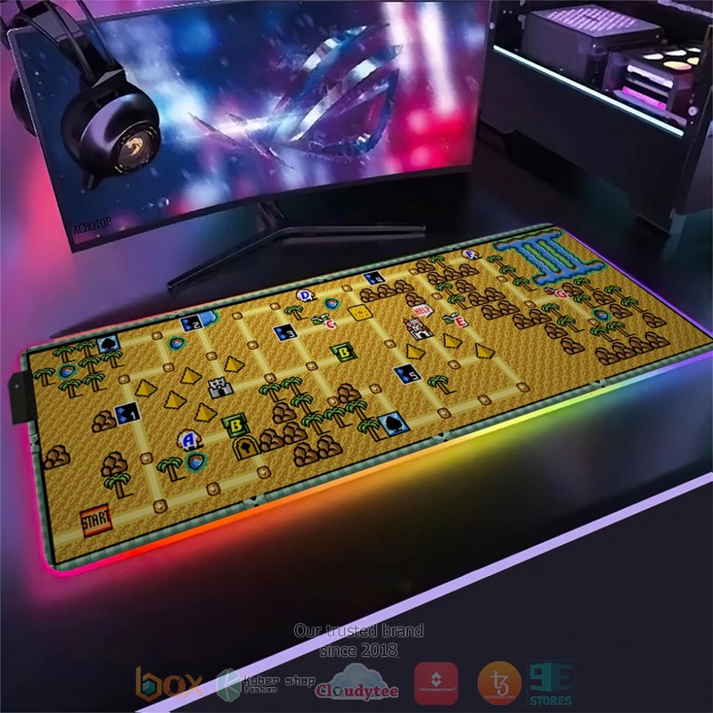 Game Super Mario Bros 3 World 2 Map Led Mouse Pad