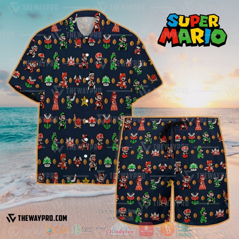NEW Game Super Mario Characters Pattern Hawaiian Shirt, Shorts 4 Game Super Mario Characters Pattern Hawaiian Shirt