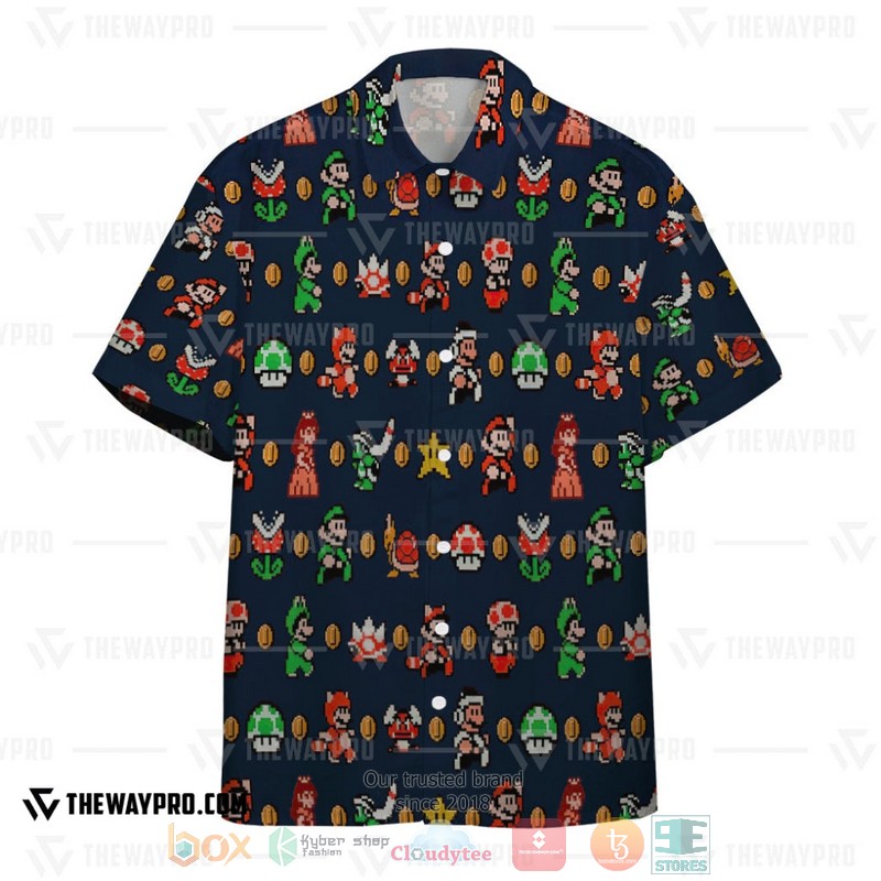 NEW Game Super Mario Characters Pattern Hawaiian Shirt, Shorts 4 Game Super Mario Characters Pattern Hawaiian Shirt 1 2 3