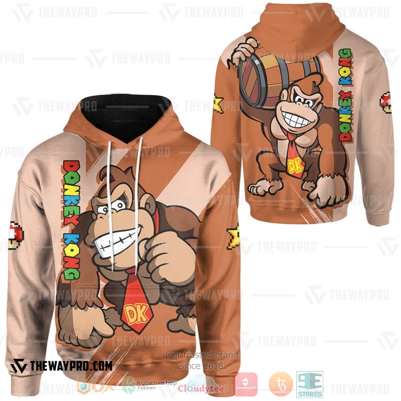 NEW Game Super Mario Donkey Kong 3D Hoodie 8 Game Super Mario Donkey Kong 3D Hoodie
