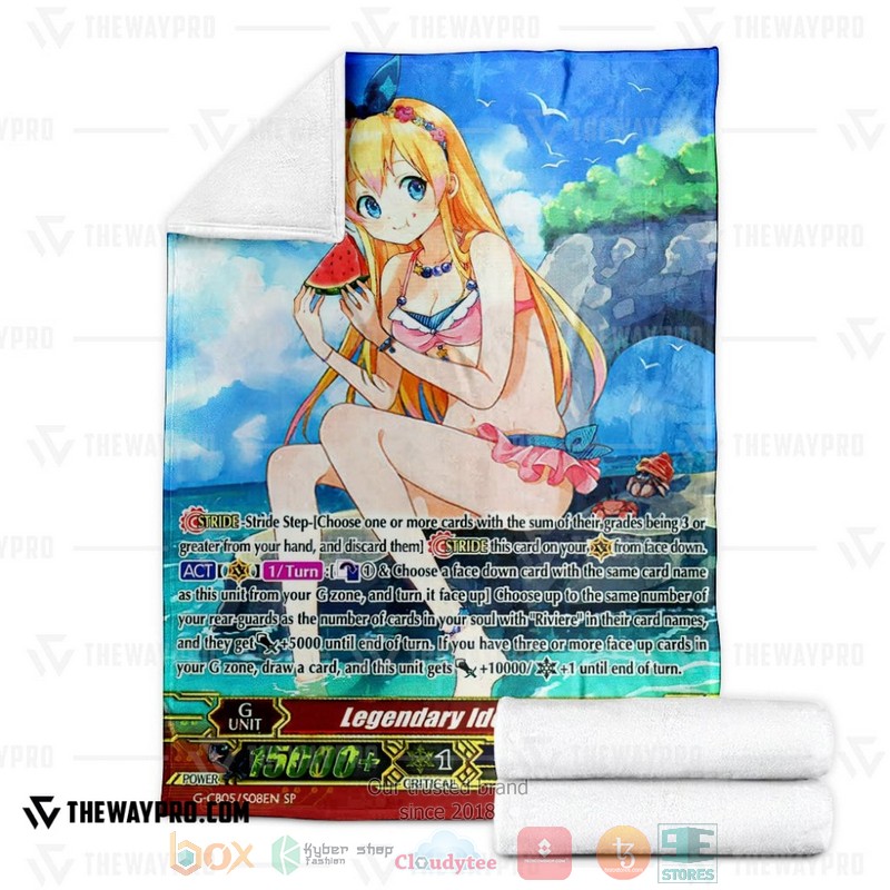 NEW Game Vanguard Cards Legendary Idol Riviere SP Fleece Blanket 3 Game Vanguard Cards Legendary Idol Riviere SP Soft Blanket 1 2
