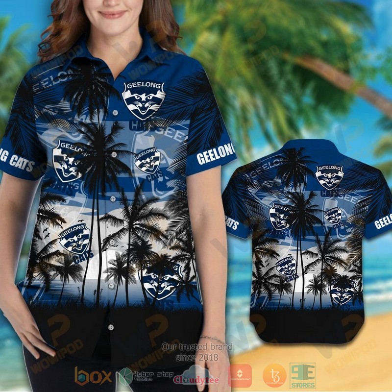 HOT Geelong Cats Hawaiian Shirt and shorts 3 Geelong Cats Hawaiian Shirt and shorts 1 2