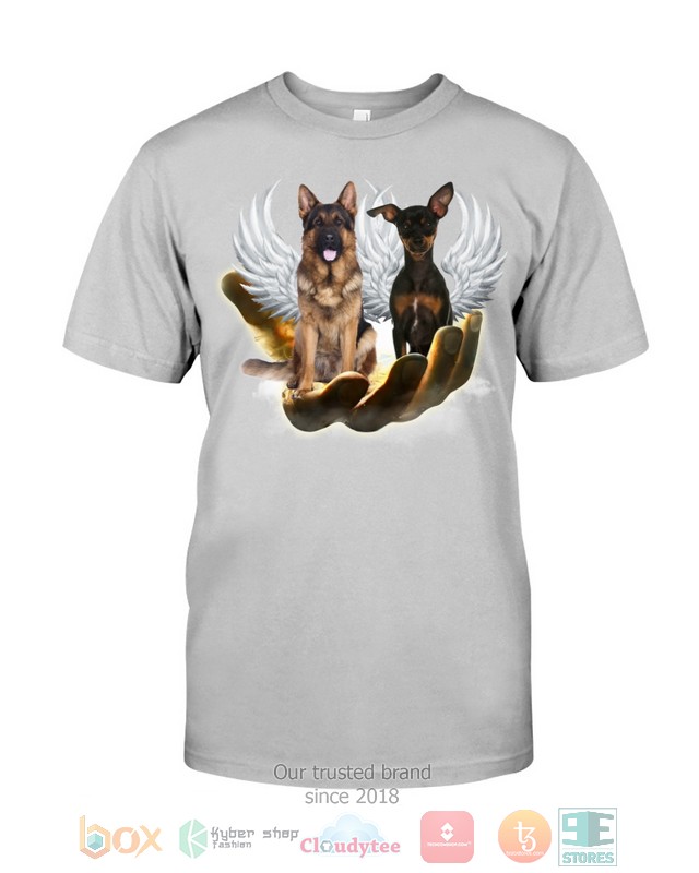 German Shepherd and Miniature Pinscher Golden Hand Heaven Wings 2D shirt hoodie
