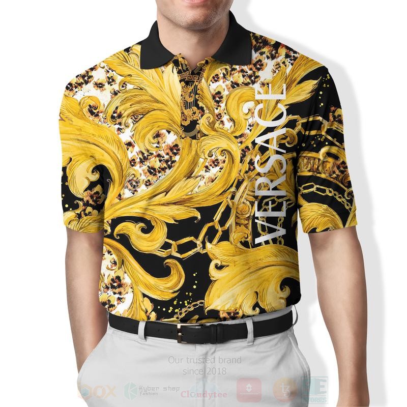 Gianni Versace Pattern Full Yellow Polo Shirt