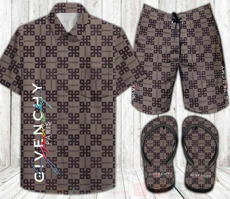 Givenchy Paris Hawaiian Shirt Short Flip Flops