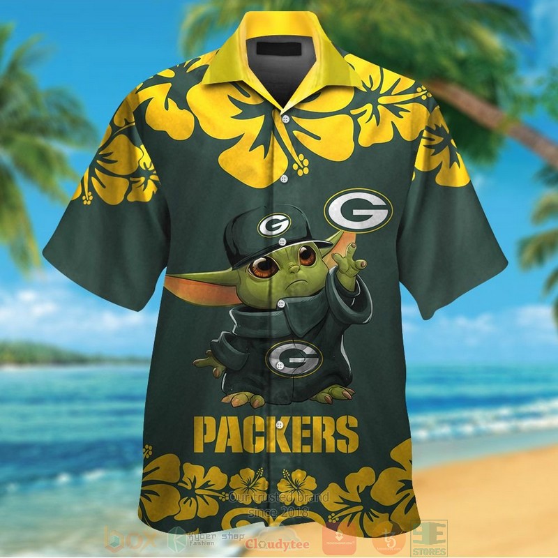 HOT Green Bay Packers Baby Yoda hawaii shirt, shorts 11 Green Bay Packers Baby Yoda hawaii shirt shorts