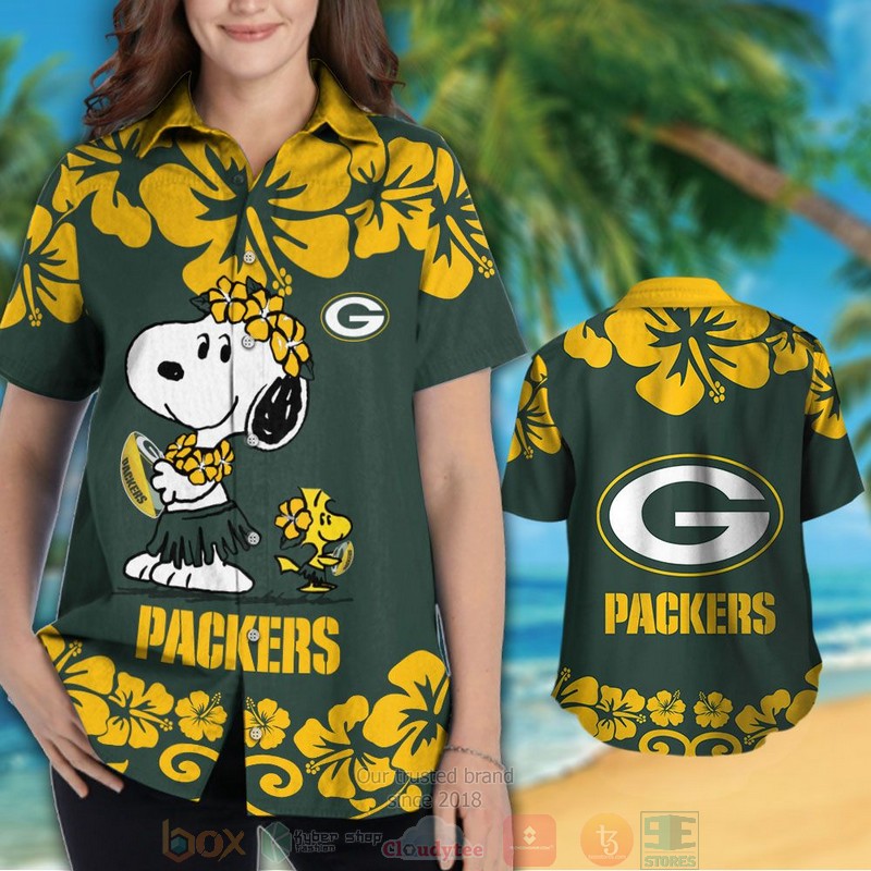 HOT Green Bay Packers Snoopy Woodstock hawaiian shirt and shorts 3 Green Bay Packers Snoopy Woodstock hawaiian shirt and shorts 1 2