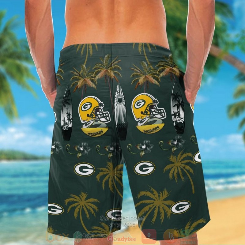 Green Bay Packers surfboard palm tree hawaiian shirt and shorts 1 2 3 4 5
