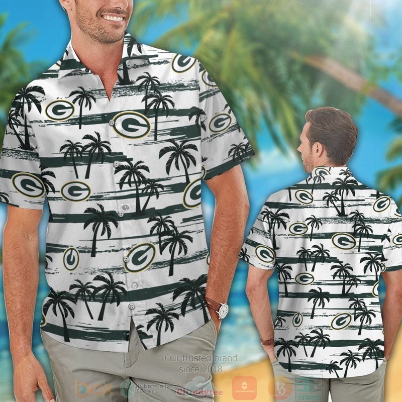 HOT Green Bay Packers white hawaii shirt, shorts 2 Green Bay Packers white hawaii shirt shorts 1