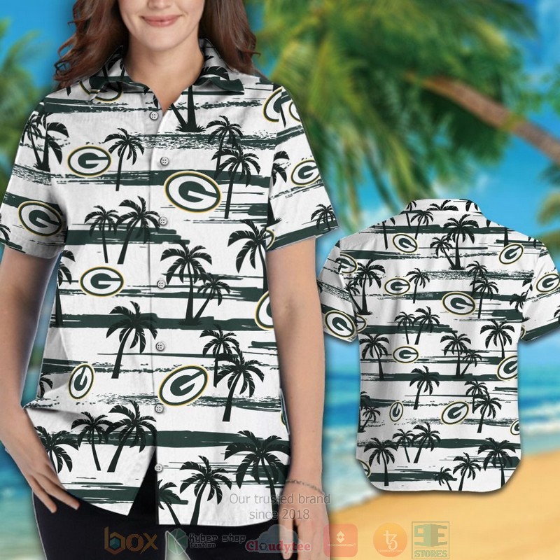 HOT Green Bay Packers white hawaii shirt, shorts 3 Green Bay Packers white hawaii shirt shorts 1 2