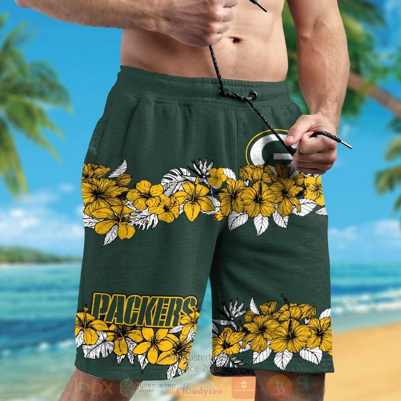 Green Bay Packers yellow tropical plants green hawaii shirt shorts 1 2 3 4