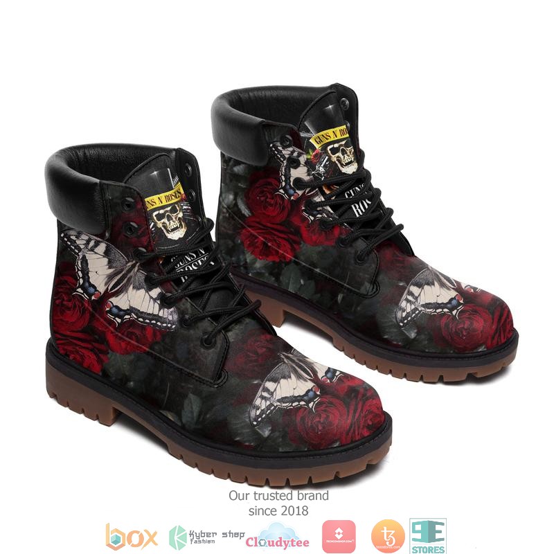 Guns N' Roses Butterfly Black Timberland Boots 2 Guns N Roses Butterfly Black Timberland Boots 1