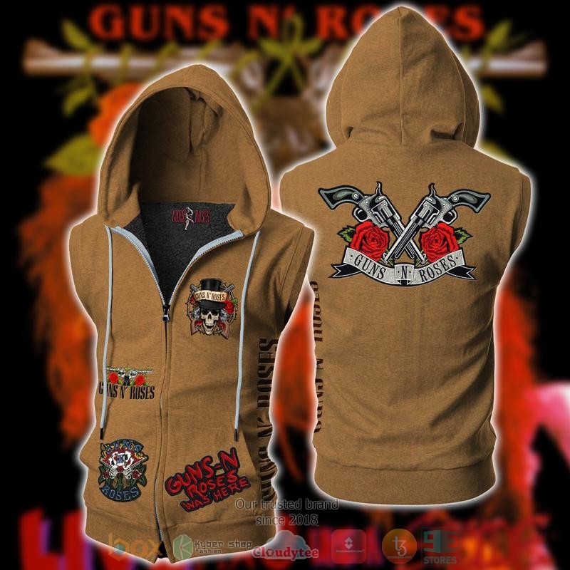 Guns N Roses was here brown Sleeveless zip vest leather jacket