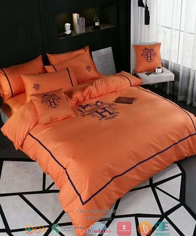 Hermes Logo Orange Duvet cover bedding set