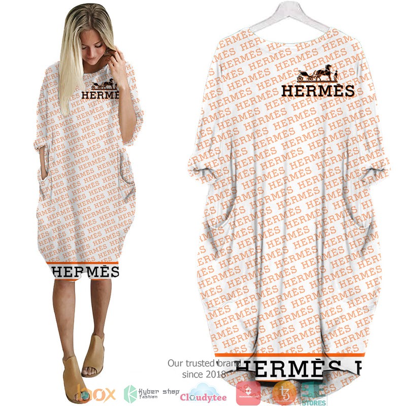 Hermes Paris Batwing Pocket Dress