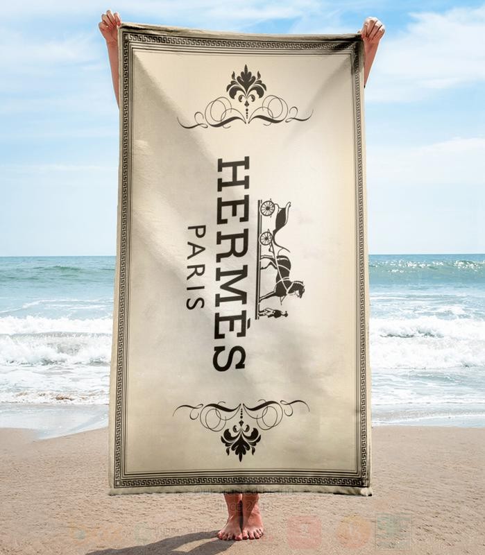 Hermes Paris Cream Microfiber Beach Towel 1
