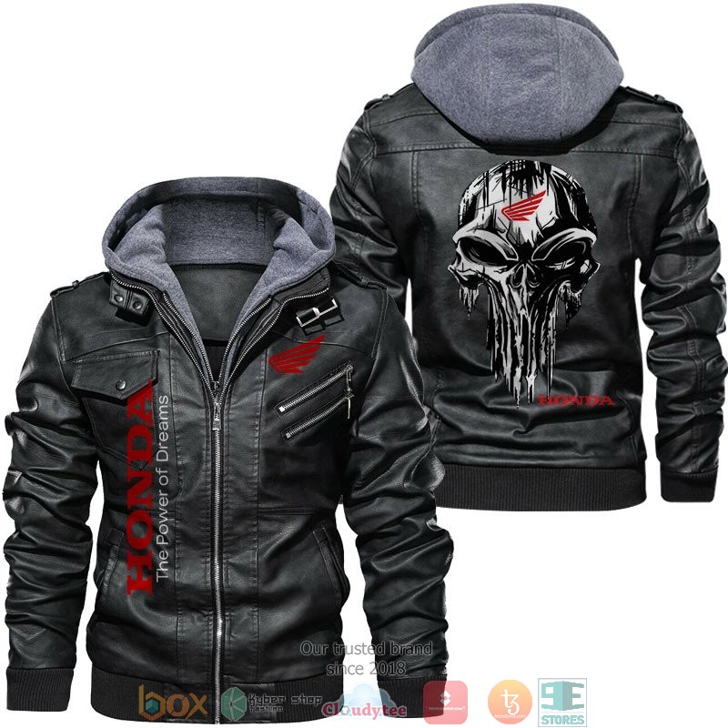 Honda The Power of Dreams Punisher Skull Leather Jacket