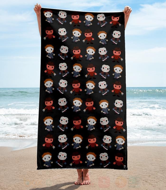 Horror Movies Chibi Halloween Microfiber Beach Towel 1