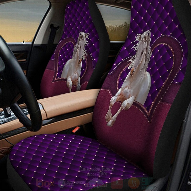 BEST Horse Purple Heart 3D Car Seat Covers 3 Horse Purple Heart Car Seat Covers 1 2