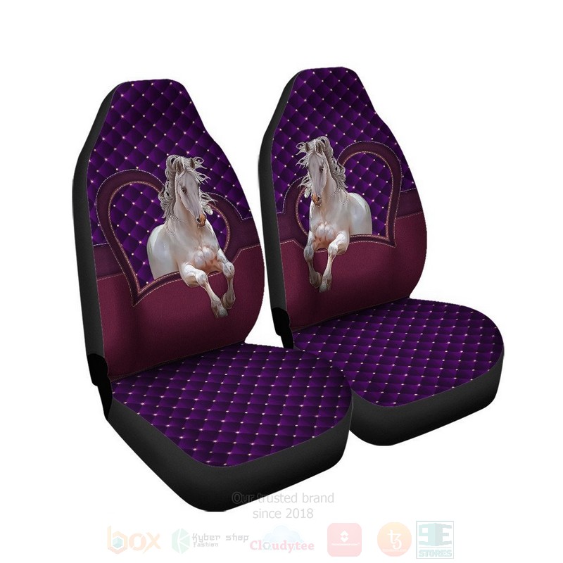 BEST Horse Purple Heart 3D Car Seat Covers 4 Horse Purple Heart Car Seat Covers 1 2 3