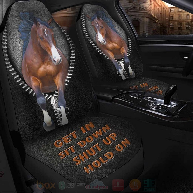 Horse Zip Get In Sit Down Shut Up Hold On Black Car Seat Covers