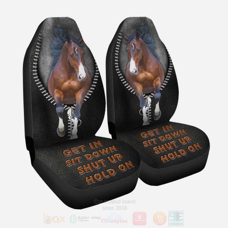 Horse Zip Get In Sit Down Shut Up Hold On Black Car Seat Covers 1 2
