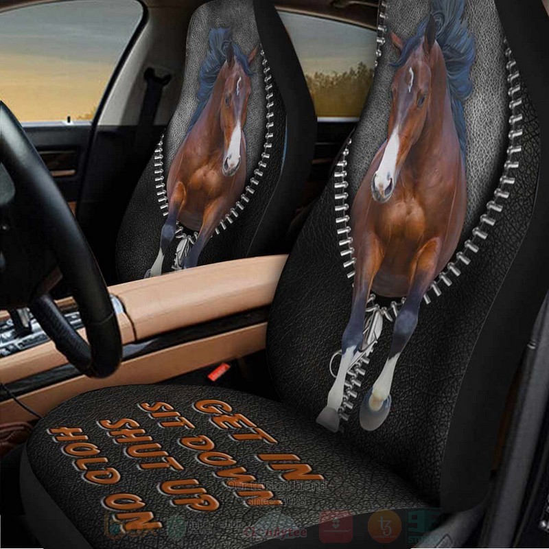 Horse Zip Get In Sit Down Shut Up Hold On Black Car Seat Covers 1 2 3