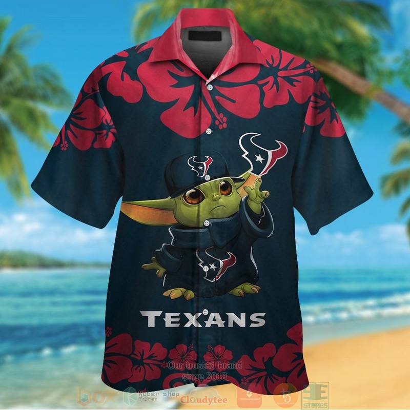 Houston Texans Baby Yoda hawaiian shirt and shorts
