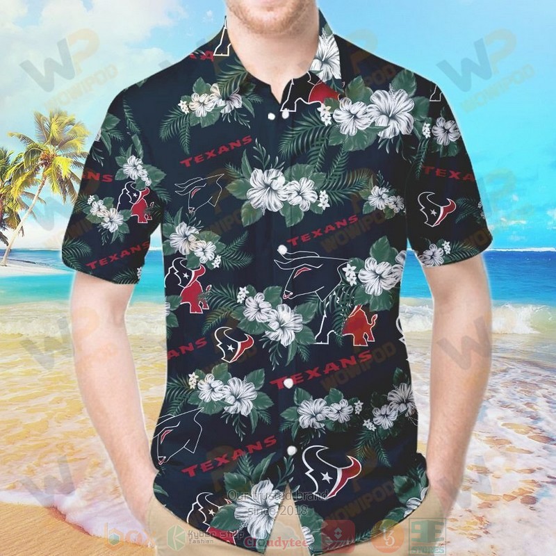 HOT Houston Texans Hibiscus hawaiian shirt and shorts 2 Houston Texans Hibiscus hawaiian shirt and shorts 1