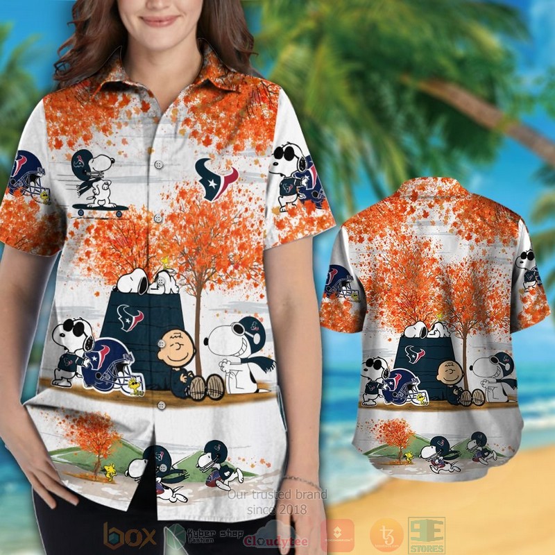 Houston Texans Snoopy Charlie Brown Autumn hawaiian shirt and shorts 1 2