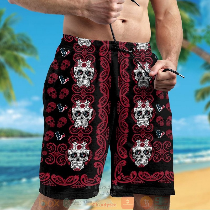 Houston Texans Sugar Skull hawaiian shirt and shorts 1 2 3 4